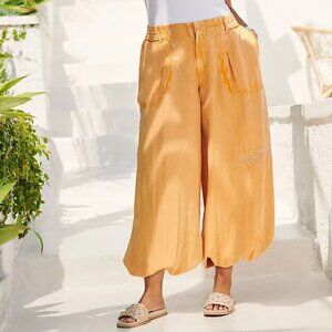 By Anthropologie Embroidered Parachute Pants Orange XS & S